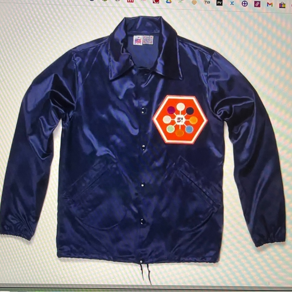 Ebbets Fields Flannels Jacket Sasquatch Festival 2014 Navy satin jacket